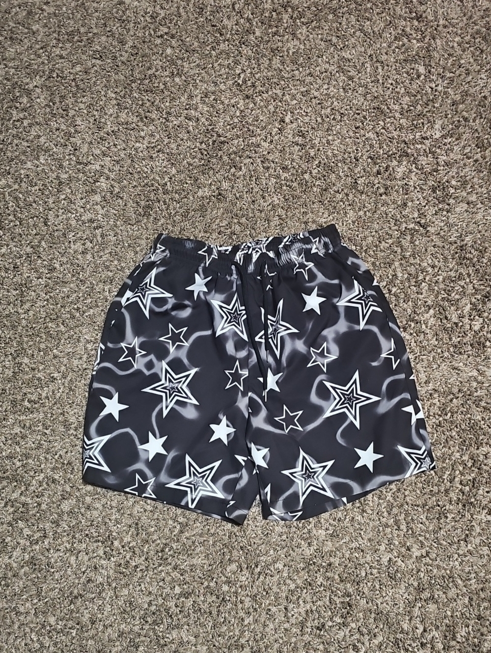 Mens Sz Medium Black And White Star Shorts! Stars!